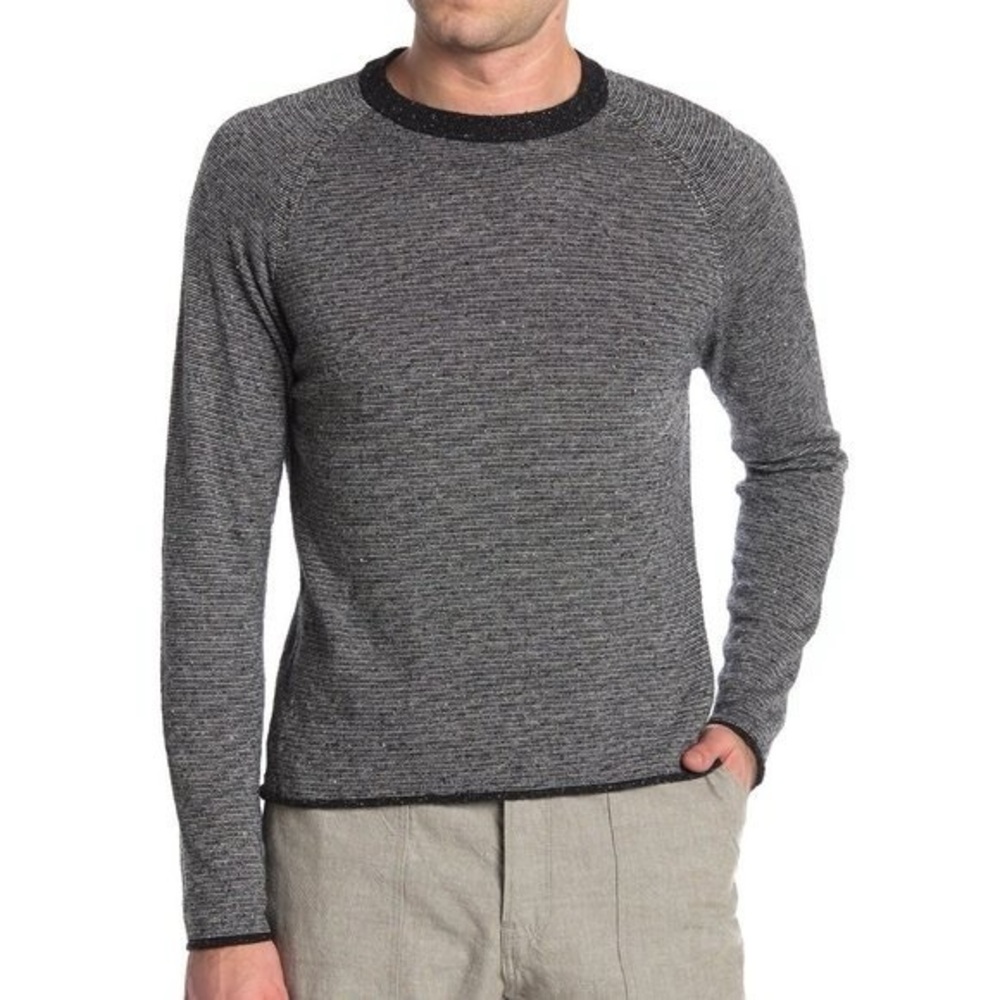 Billy Reid Marled Textured Slim Fit Crew Neck Cotton Silk Wool Blend Sweater XL